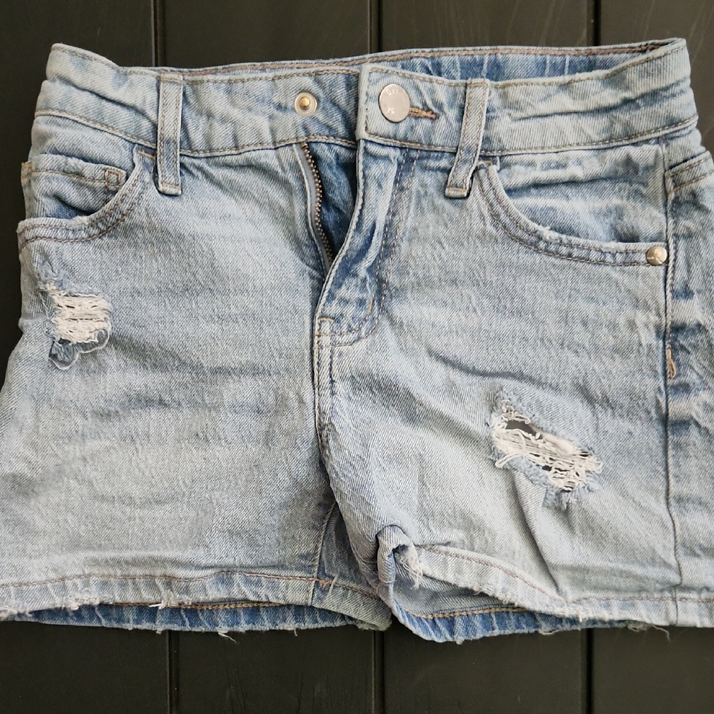 Girls Distressed Light Blue Denim Shorts Size S 6/7
